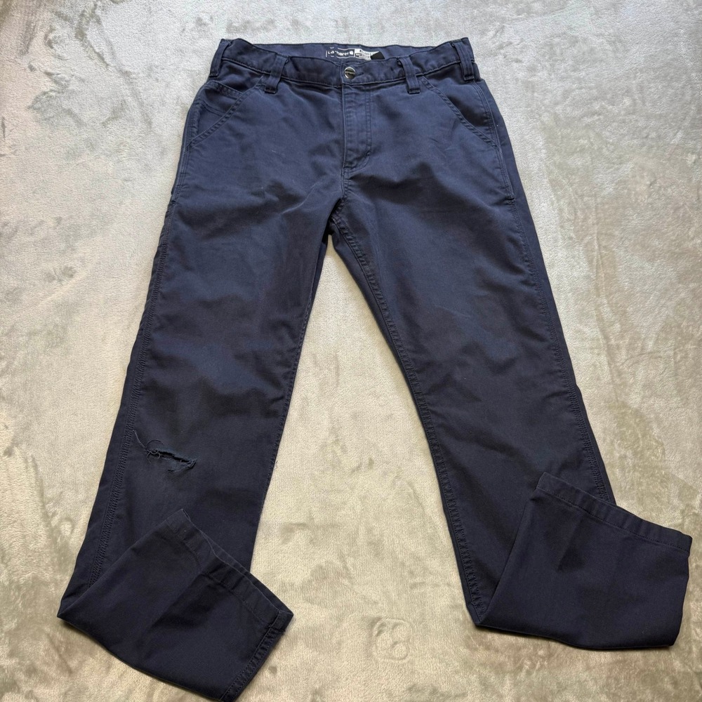Carhartt Rugged Flex Relaxed Fit Canvas Work Pants Navy 31x32 Utility Workwear